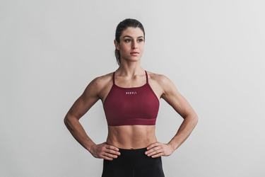 Nobull High-Neck Women's Sports Bras Dark Red | Australia (ZR7901)